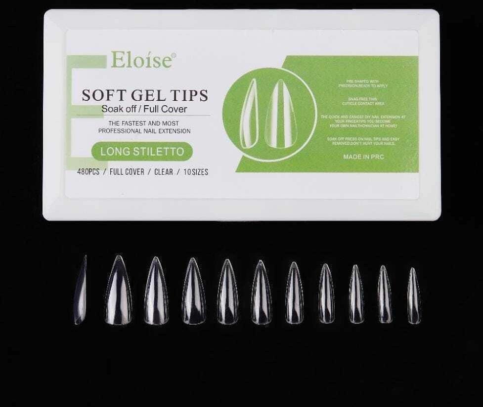 SOFT GEL TIPS LONG STILETTO (VERDE)